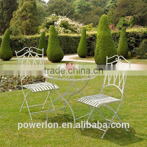 Elegant Antique White Wrought Iron Bistro Set Garden Furniture PL08-8668/8669