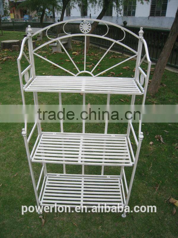 4 Tier Metal Shelf Plant Stand Antique White Outdoor and Indoor Patio Furniture