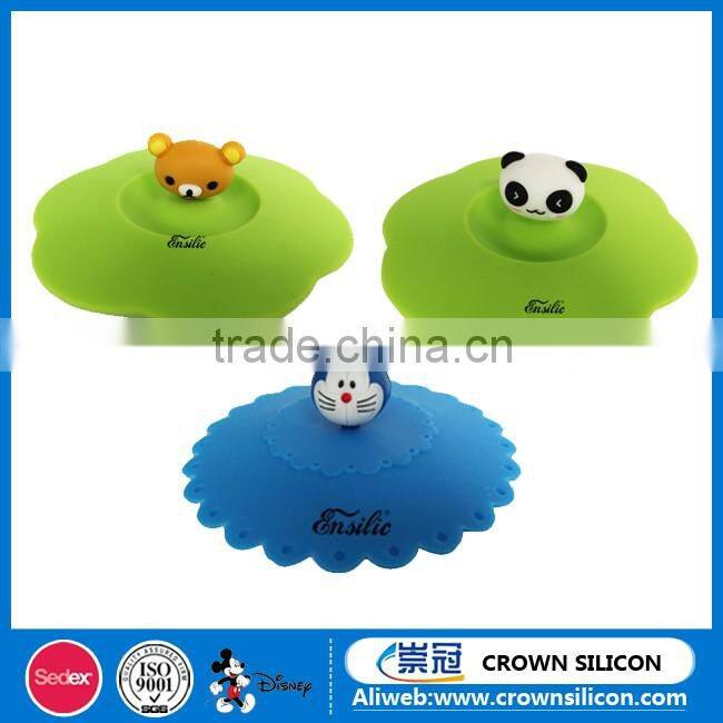 Food grade drinking heat resistance panda silicone cup lid