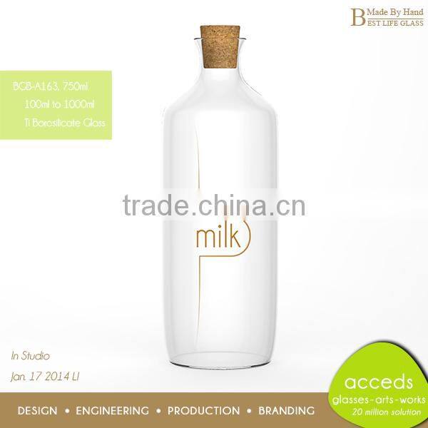 Wholesale Custom Handmade 750ml Milk Glass Bottle