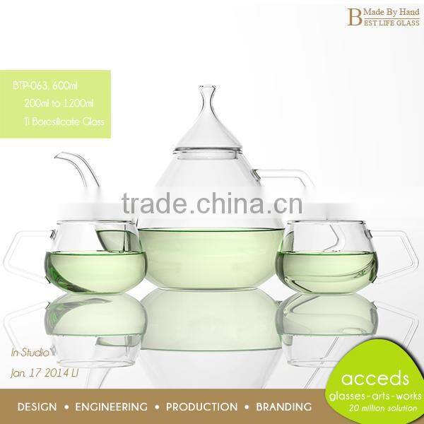 Handcrafted High Quality Ti-Borosilicate Lead-Free Glass Tea Pot
