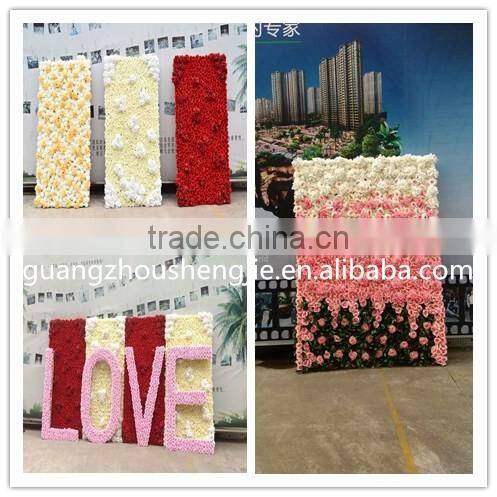 SJLJ013440 high quality artificial flowers wall / wedding backdrop artificial flowers wall