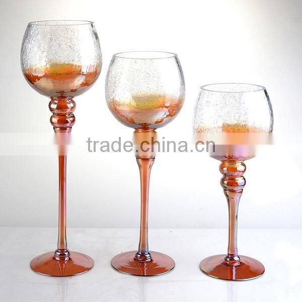 3-tier long-stemmed cheap glass candle holder