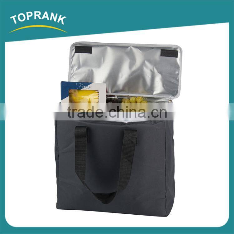 Cheap wholesale promotional blank soft 600D insulated tote cooler bag for frozen food