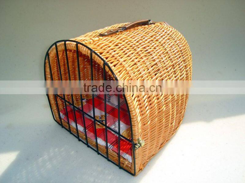 oval Willow Wicker Dog Bed with Pillow
