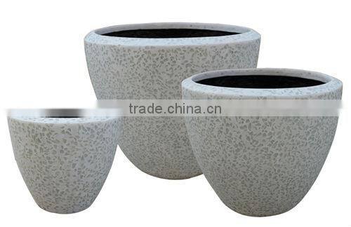 sandstone round flower pot with glass pieces garden pots