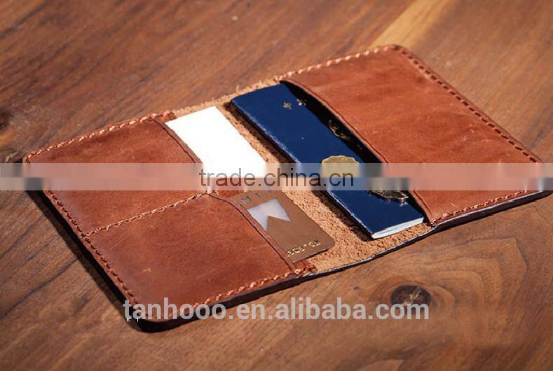 Custom Cheap 100% cow leather passport holder, travel card holder