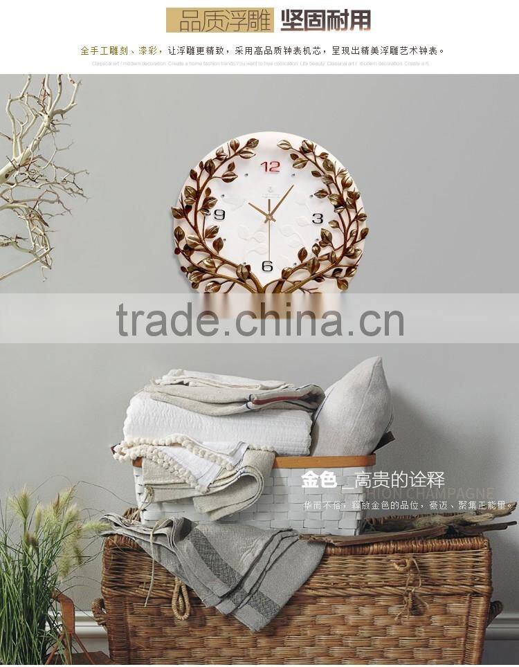 M0026 Momoda Living room dining room Creative fancy elegant 3D tree wall clock quartz home decoration gold silver art wall clock