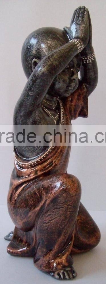 Unique resin sitting black monk Statue
