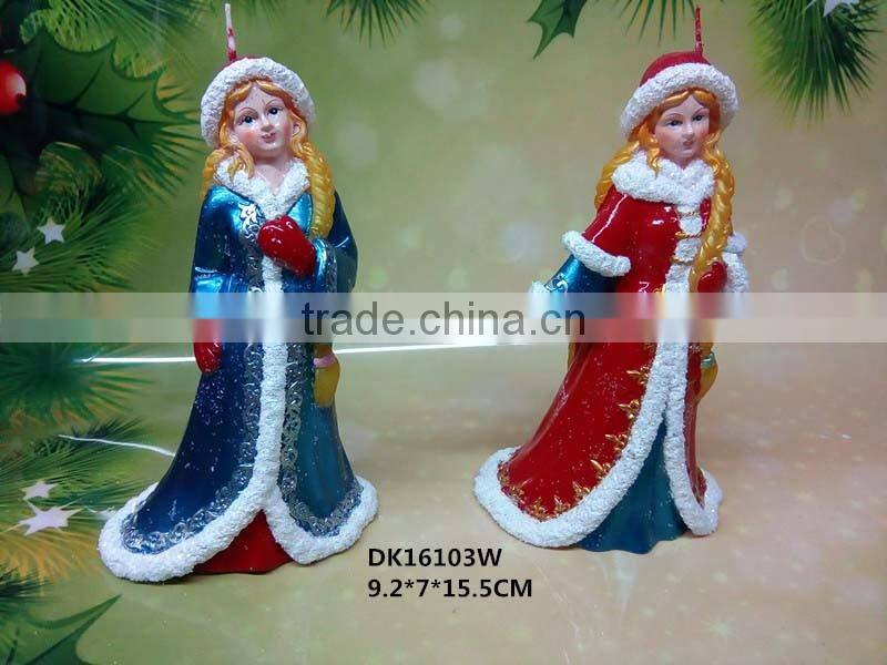 christmas beautiful girl carved candle deocration