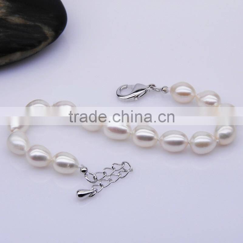 wholesale 6-7mm rice freshwater pearls bracelet design