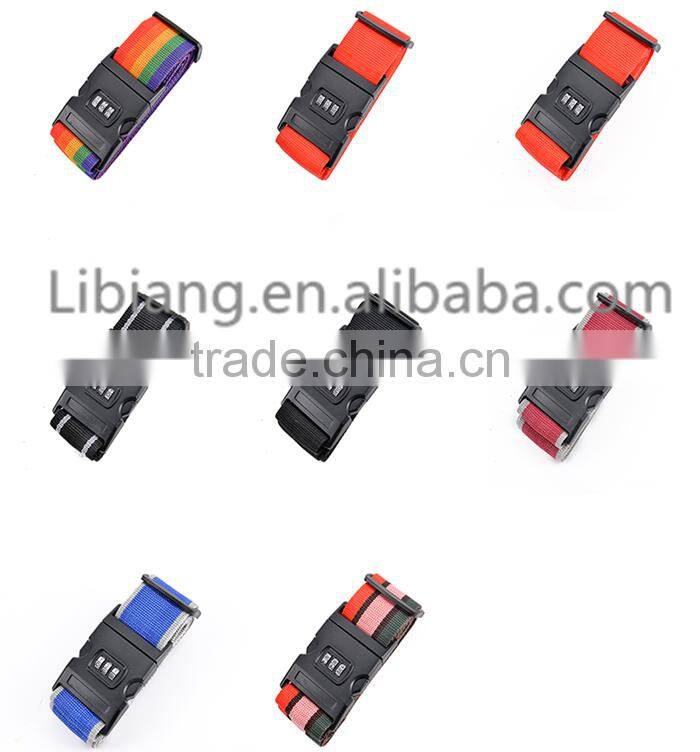 custom logo high quality luggage strap with lock