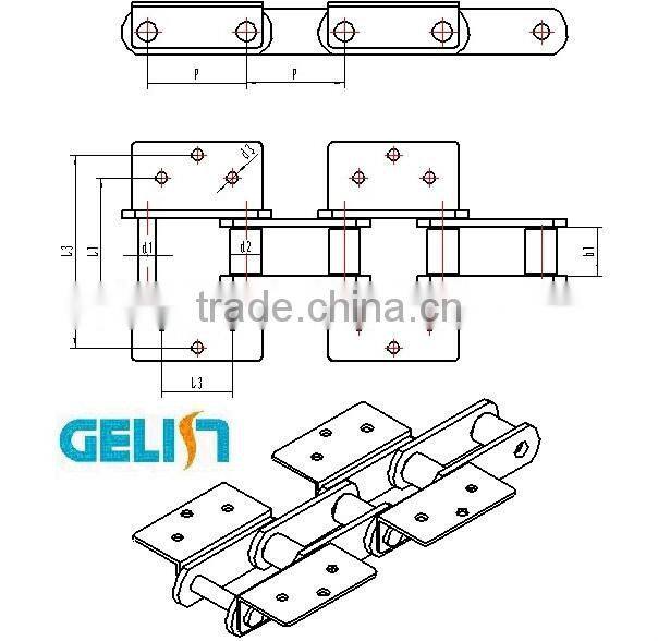 ZYL high tensile steel bucket elevator chain with attachments