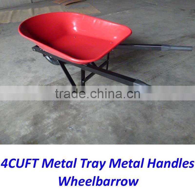 America 4Cuft Metal Tray Metal Handles Wheelbarrow for Gardenning