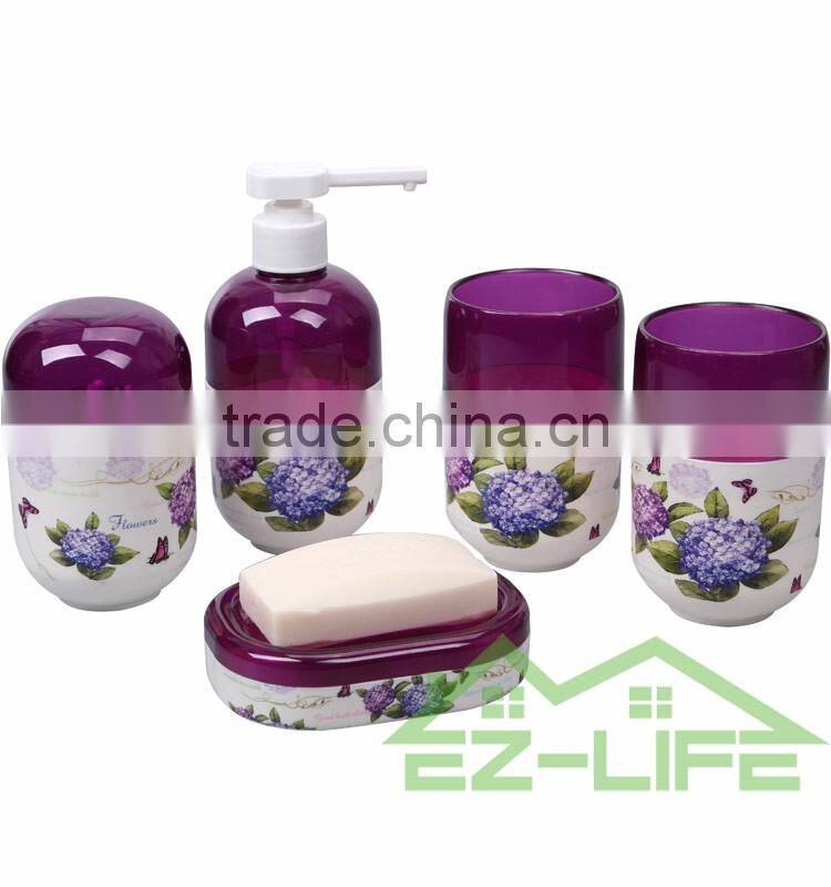 2017 wholesale colorful plastic bathroom accessories set