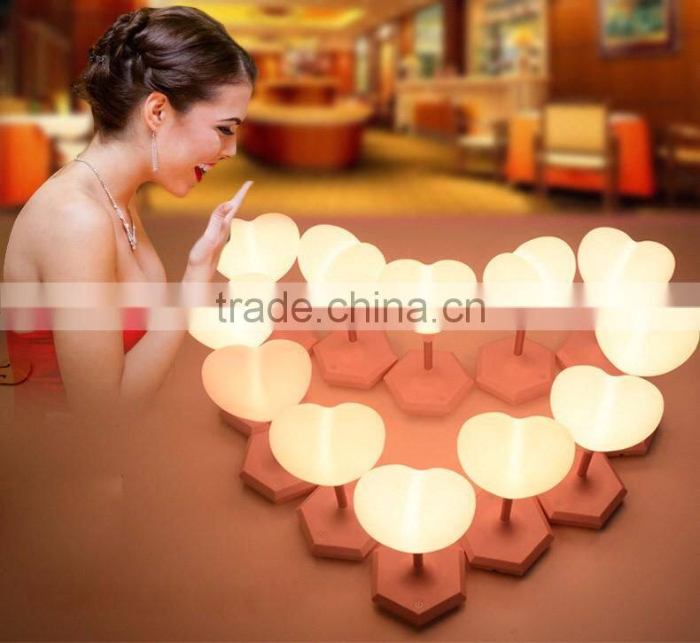 2017 new Rechargeable usb 1500mah romantic love heart shape led night light