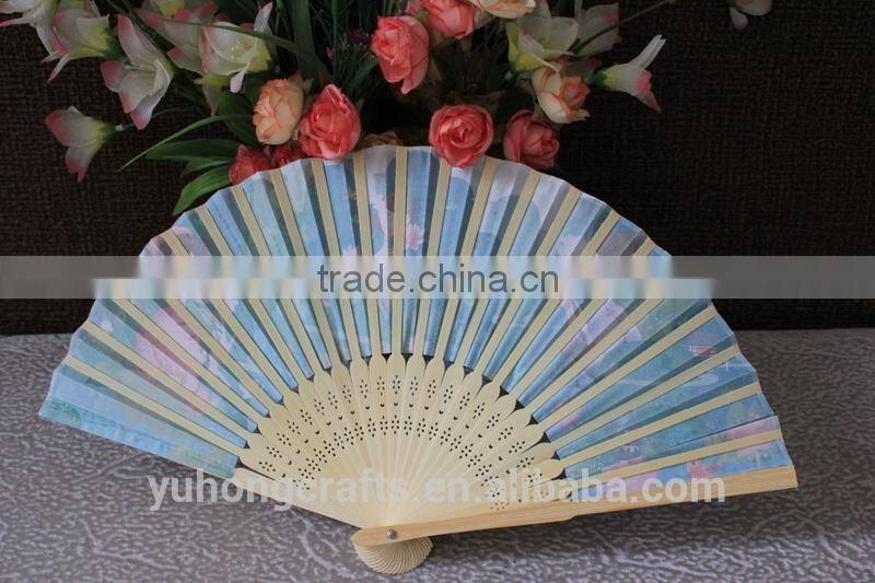2015 New Design Promotional Bamboo Cloth Fan