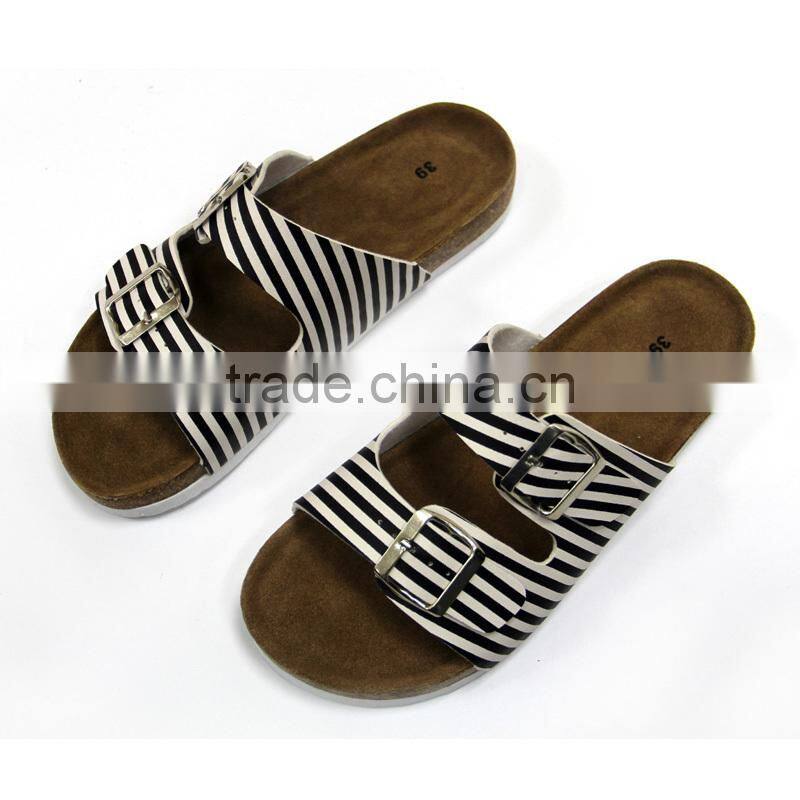 Newest 2015 Ladies Sandal Shoes with Double Strap Mule Striped