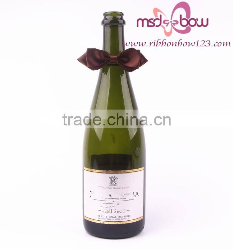 gold color satin pre-made ribbon bow for wine bottle