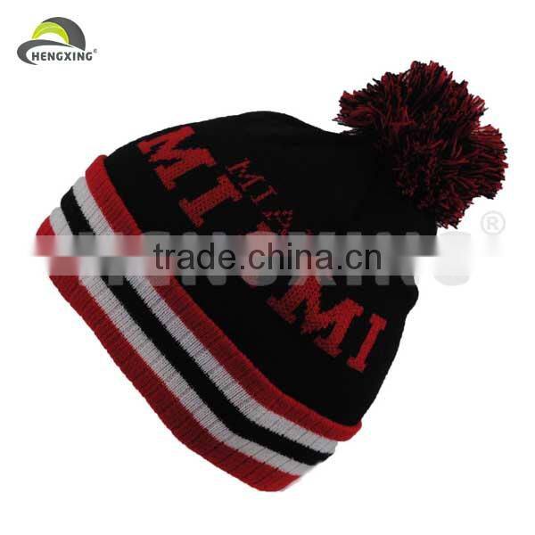 Custom made stylish pompom embroidered beanie hat
