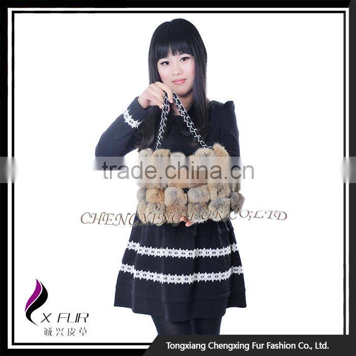 CX-H-11B Wholesale China Women Real Rabbit Fur Ball Fashion Bag