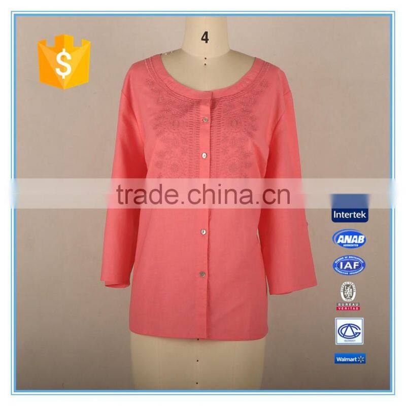 Hot Cotton Linen Clothing Plus Size Blouse Neck Embroidery Design