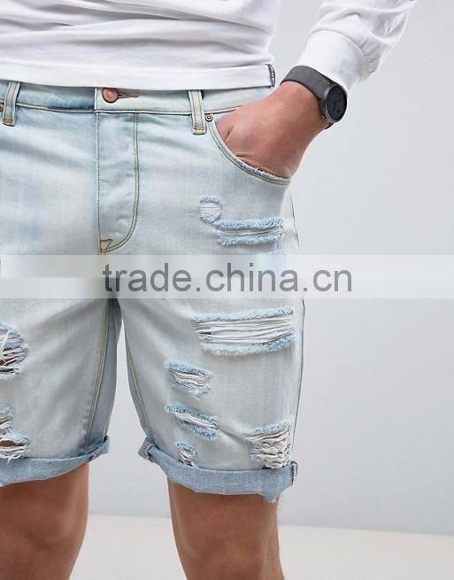New fashion jeans shorts men distressed straight pants jeans