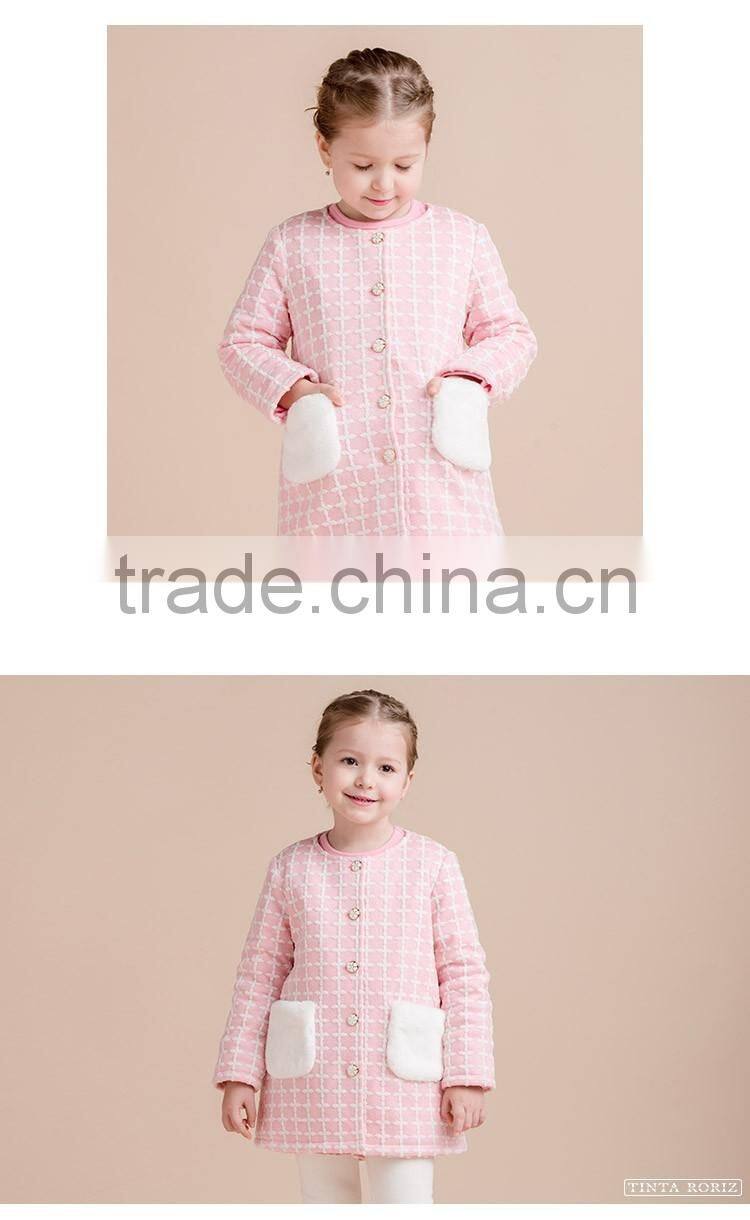 Girls Jacquard Winter Outwear Kids' Tweed Quilted Coat Designs For Girl