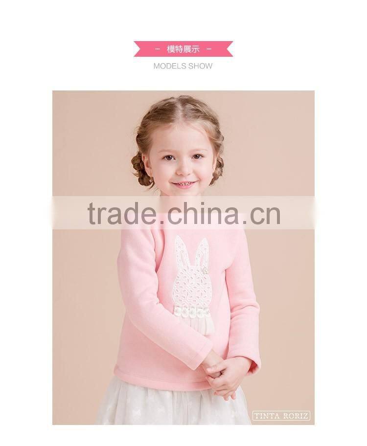Winter Girls Pullover T Shirt Kids Long Sleeve Clothes With Rabbit Pattern Designs For Girl