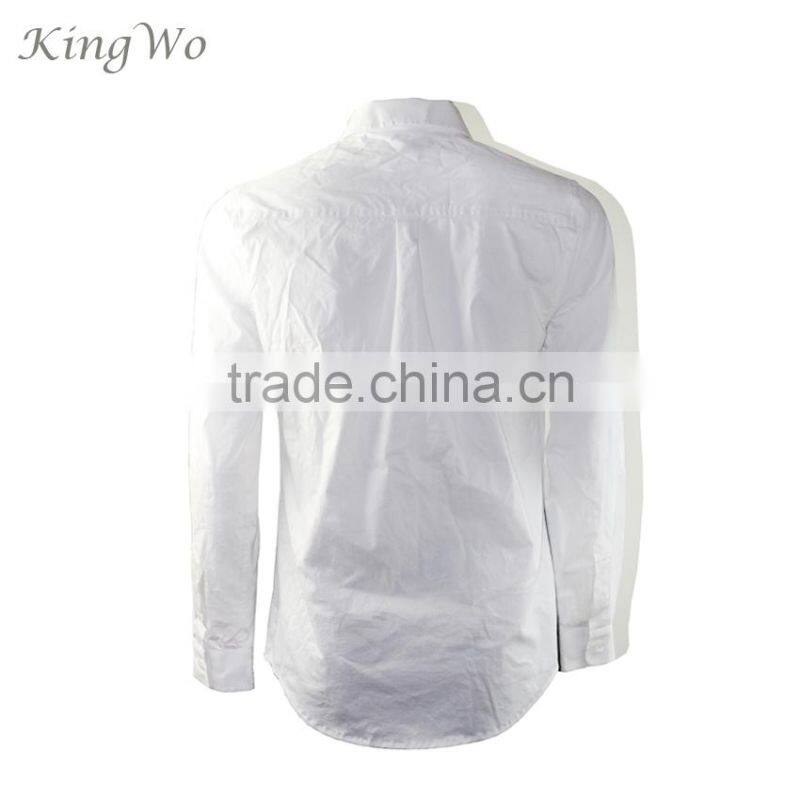 mens white poplin printed casual long sleeve button down shirt