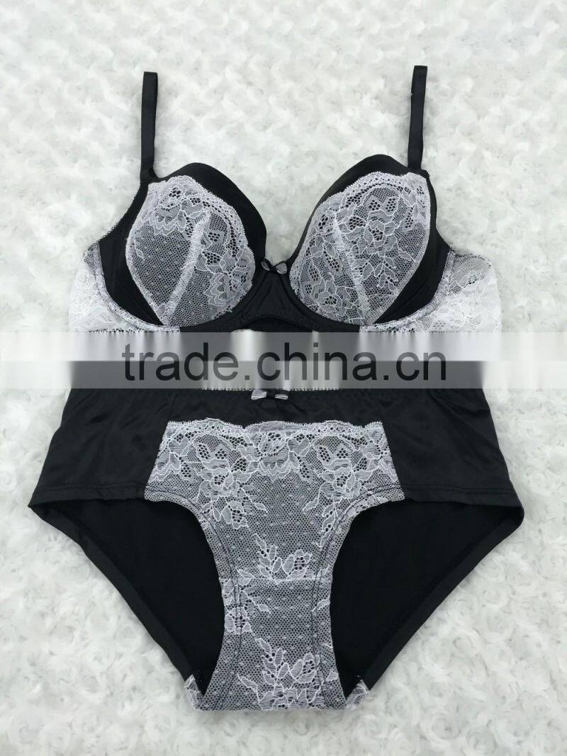 Nylon lace padded bra with brief sets Ladies Underwear Sexy Bra And Panty New Design