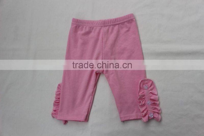 2017 Seasons Baby Girls Cotton Pants Beautiful Kids Girls Solid Color Capris Lace Ruffle