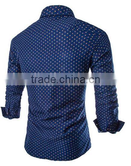 Latest design dark blue dots mens dress shirts