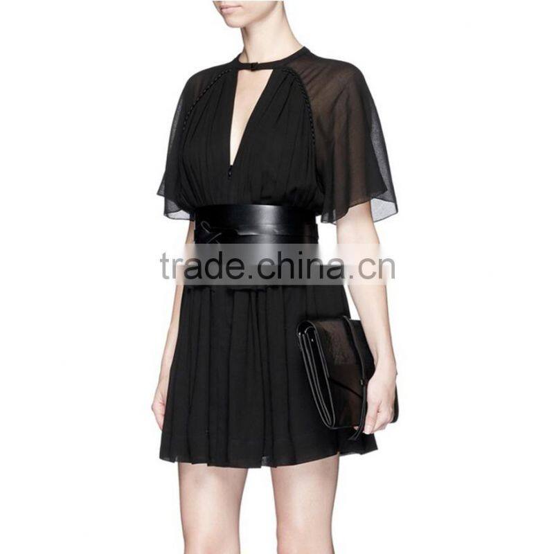 new fashion ladies lace shiffon dress China manufacture with good quality