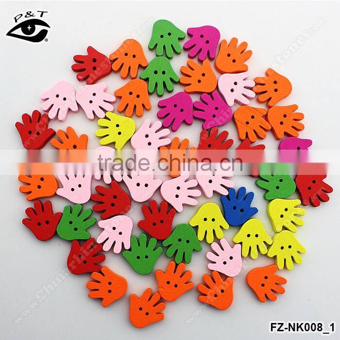 Colorful Palm shaped Wood Buttons 20mm Buttons with holes for clothing