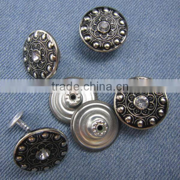 Metal Rhinestone Designed Buttons For Jeans Wear