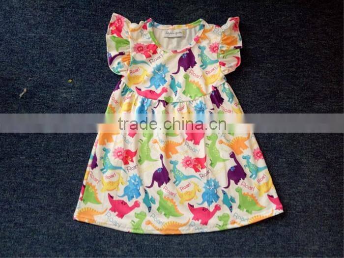 CH00297YIWU BOYA Cotton milk silk ruffle dress kids clothes melea grididare prints wearing boutique dresses
