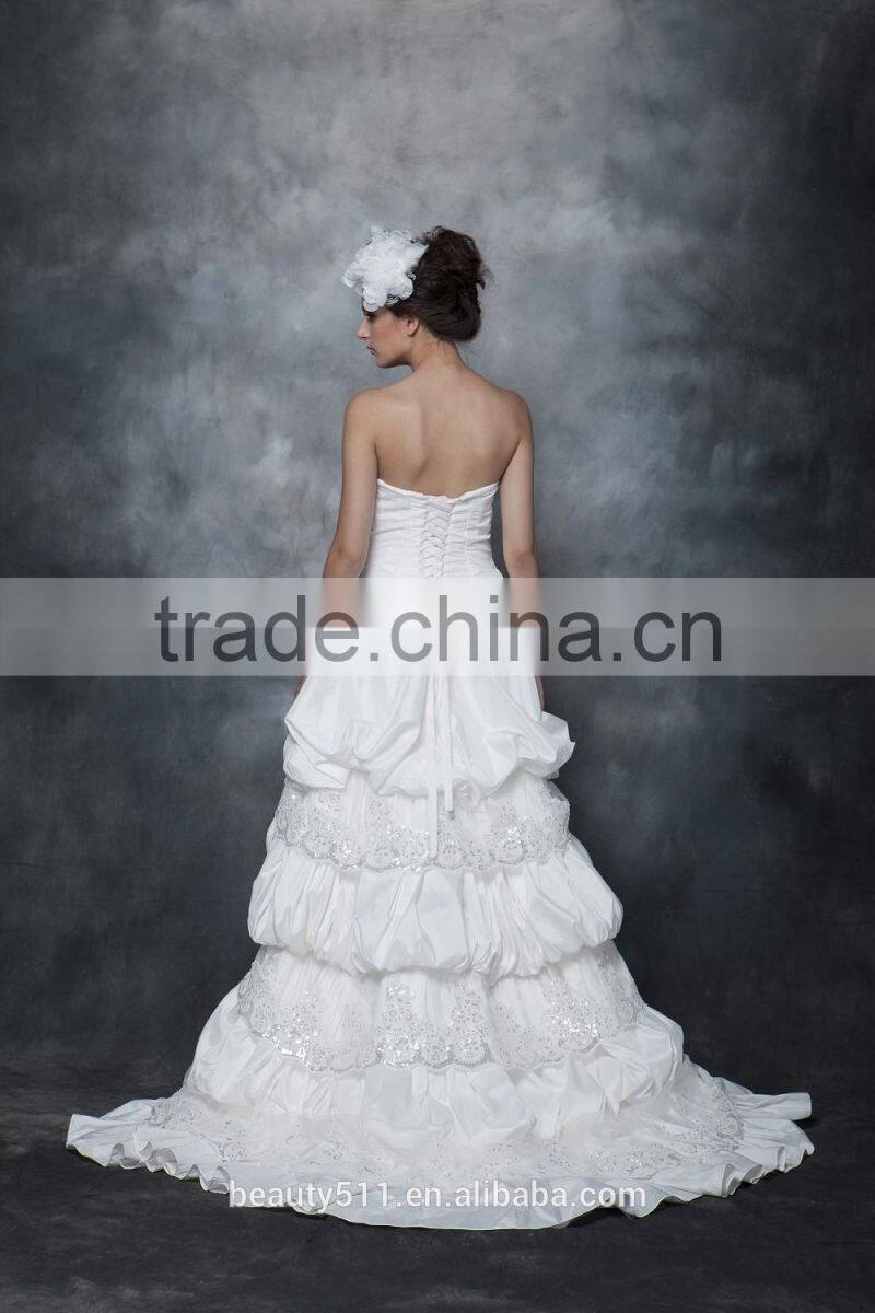A-Line Straight Neck Strapless Ruffle Wedding Dress Bridal gown AS28702
