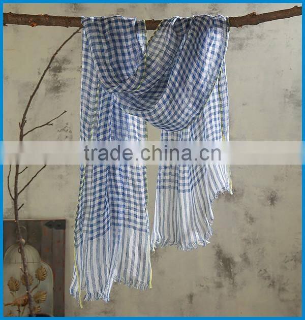 Spring fashion woven tartan plaid scarf for men