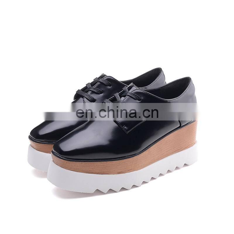 Wholesale high heel platform shoes women leather shoe flat 2017
