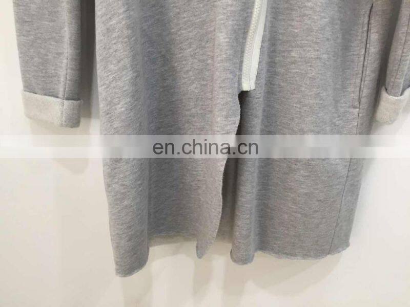 Flannelette hooded long zipper jogging-top