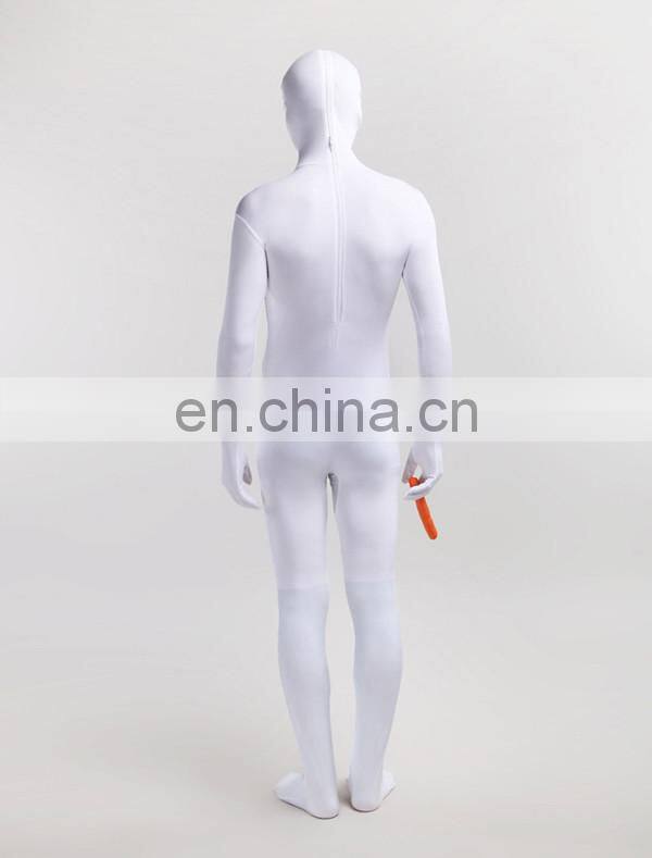 White Snow Man Lycra Full Body Party Dress Second Skin Suit Female