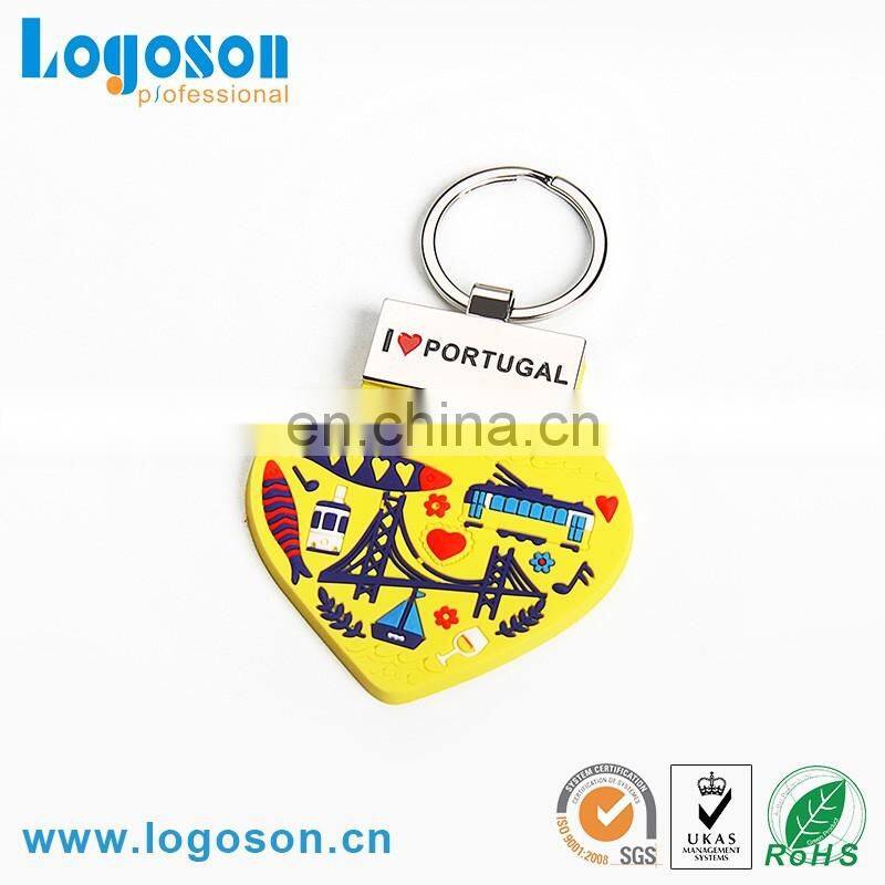 2016 top quality novelty souvenir custom design rubber keychain