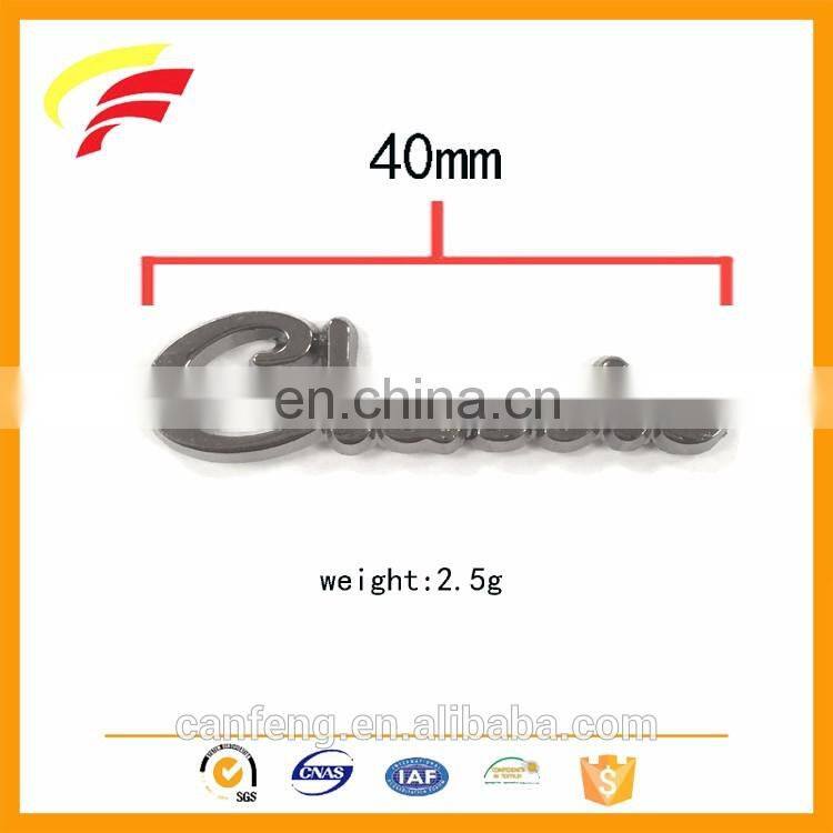 classic zinc alloy metal custom logo label for bag