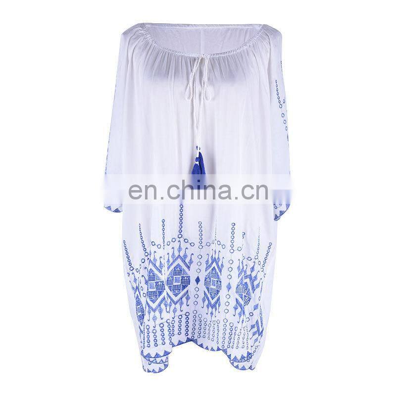 Cotton Embroidery Beach Cover up Tassel Plus size Beach Dress Pareos de Playa Mujer Swimsuit cover up Sarong Beachwear Vestido