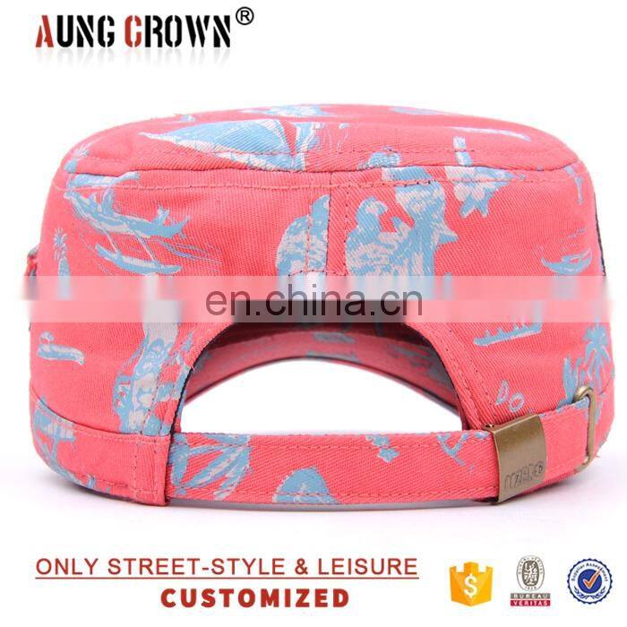 Promotional Cotton Material Flat Women Military Cap Army Hats