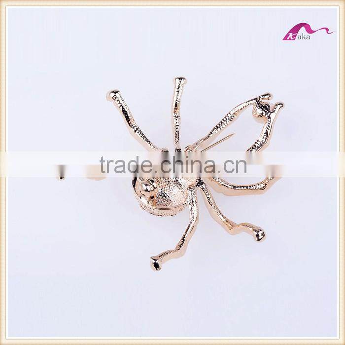 Fashion Men's Gold Crystal Spider Animal Brooch Jewelry Wholesale
