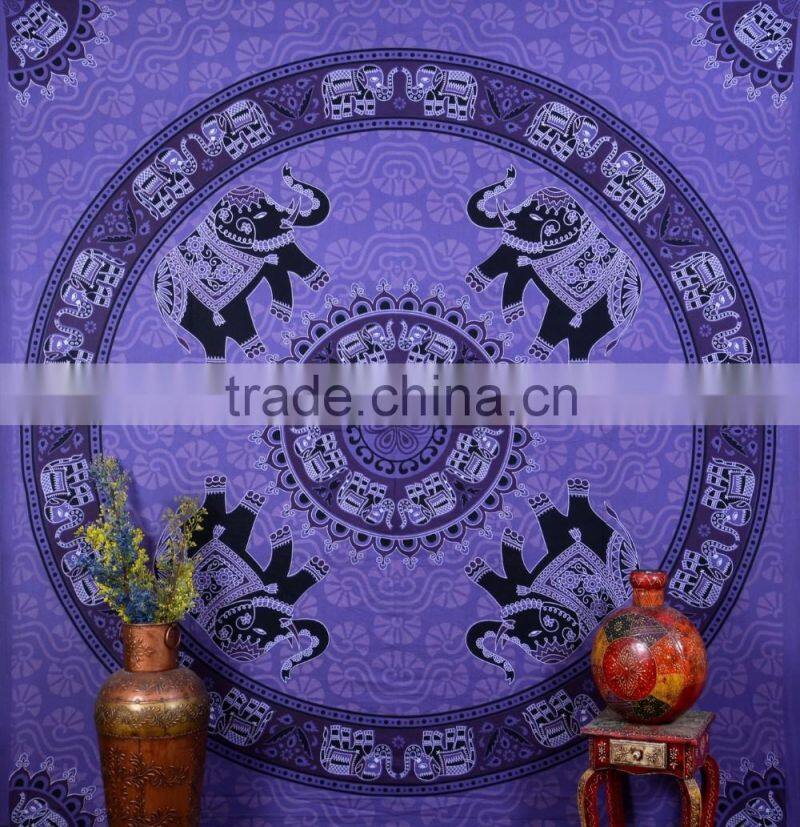 Indian Tapestry Cotton Black Mandala Print Vintage Wall Hanging Tapestries Throw Bedsheet