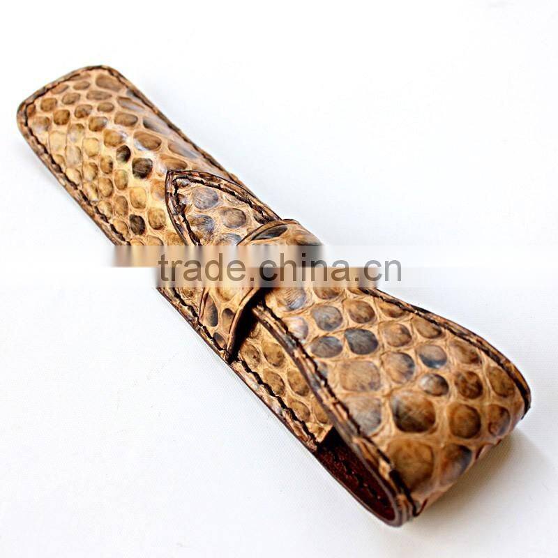 luxury animal leather pen case handmade, business python pen holder for christmas gift