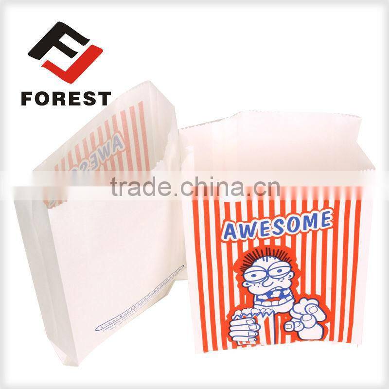 Microwave popcorn paper bags with colored lunch bags